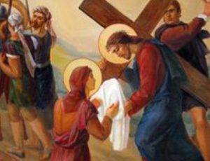 Woman Offers Cloth to Jesus Carrying the Cross